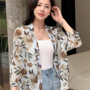 Floral Chiffon Kimono Cardigan