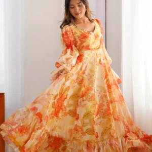 Sunset Bloom Flared Maxi Dress