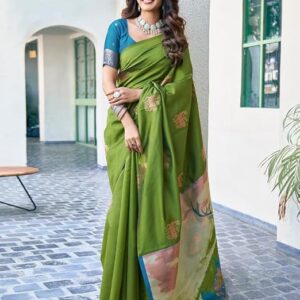 Olive Green Silk Saree