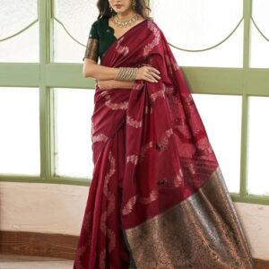 Maroon Zari Silk Saree