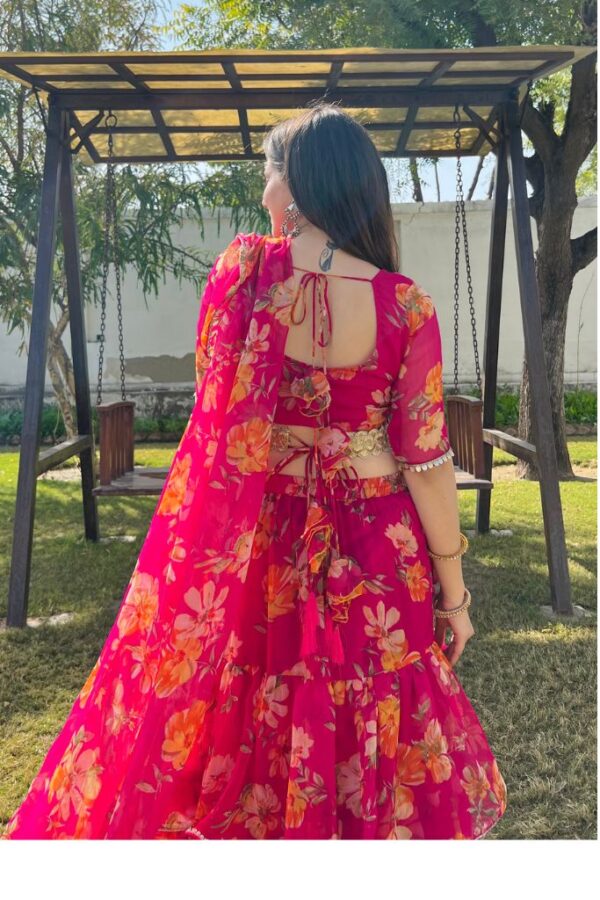 Floral Ruffle Georgette Saree – Festive Bloom Edition - Image 4